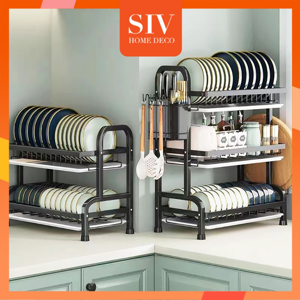 SIV 2/3 Tầng Kệ Để Chén Đĩa 304 Kệ để bát đĩa, Giá Bát Nhỏ Có Khay Hứng Nước