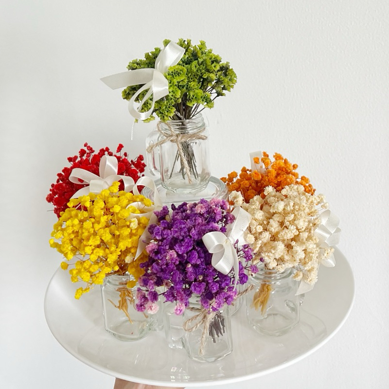 Bình hoa khô Mini thuỷ tinh vintage - Trang trí bàn làm việc phong cách Boho, tươi sáng độc đáo LH01