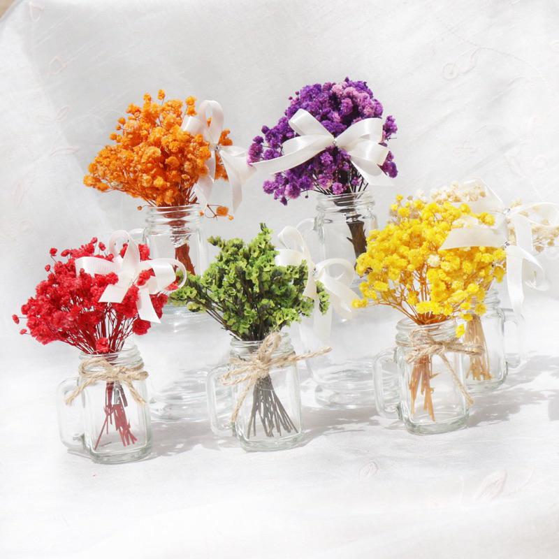 Bình hoa khô Mini thuỷ tinh vintage - Trang trí bàn làm việc phong cách Boho, tươi sáng độc đáo LH01