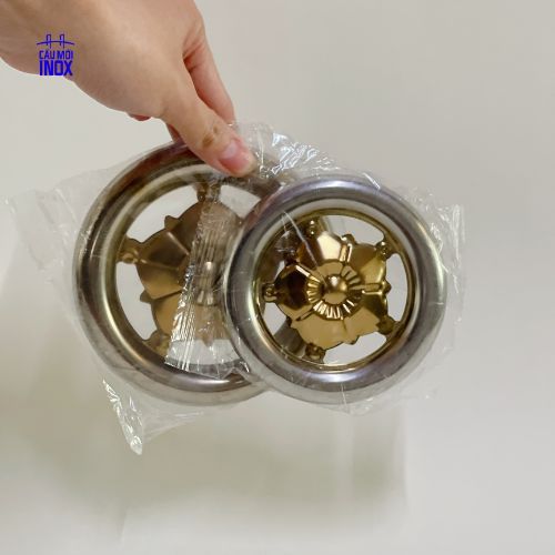 Hoa mai vàng inox 304, phụ kiện trang trí cổng, hàng rào, hành lang, kích thước 100mm, 120mm