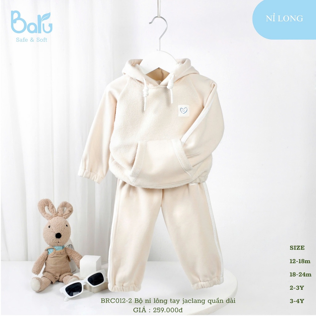 Bộ nỉ lông tay jaclang dài tay quần dài