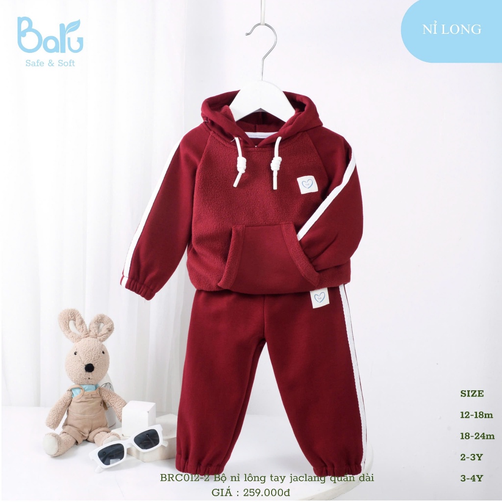 Bộ nỉ lông tay jaclang dài tay quần dài