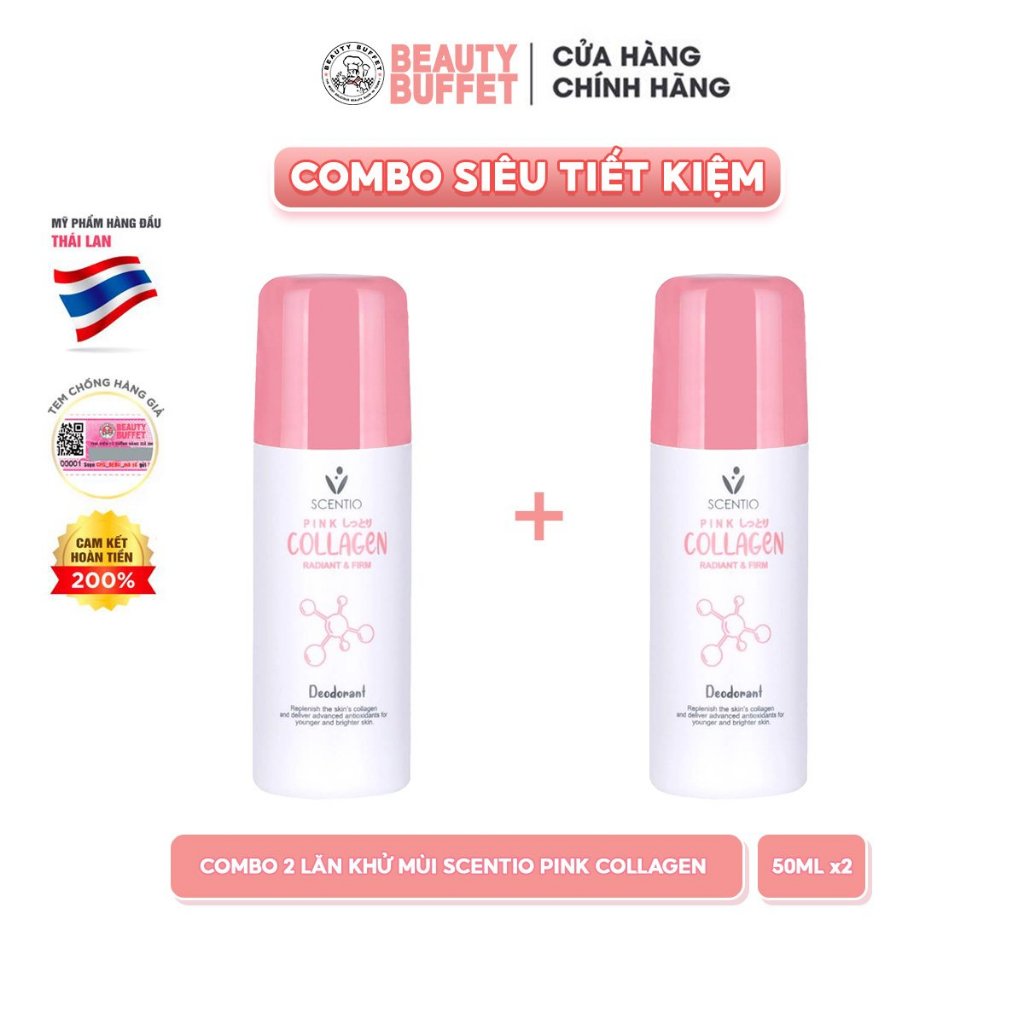 Ảnh Combo 2 Lăn khử mùi và khô thoáng vùng da dưới cánh tay Scentio Pink Collagen 50ml 1