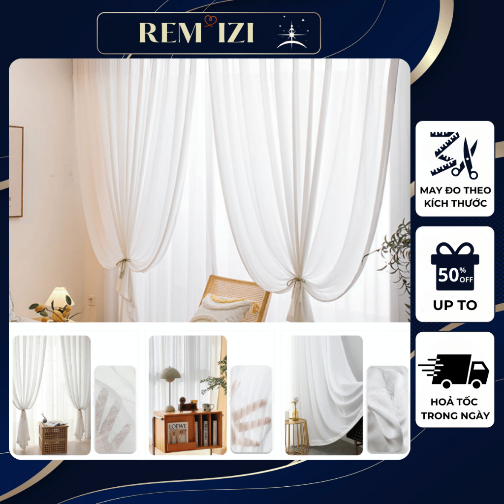 Rèm voan dán tường, rèm decor vải voan cao cấp, trang trí nhà, cửa sổ ...