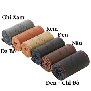 Vỏ Bọc Vô Lăng Tự Khâu Tay Bằng Da PU Mềm Mại Kèm Kim Và Chỉ May Tiện Lợi – Dùng Cho Vô Lăng Size 38cm