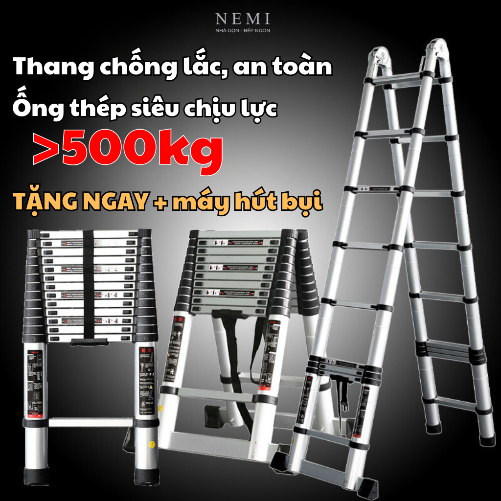 Thang Nhôm INOX Rút Chữ A Nhập Khẩu ( từ 1.9M-6.6M). Thang Rút Đôi Đơn ...