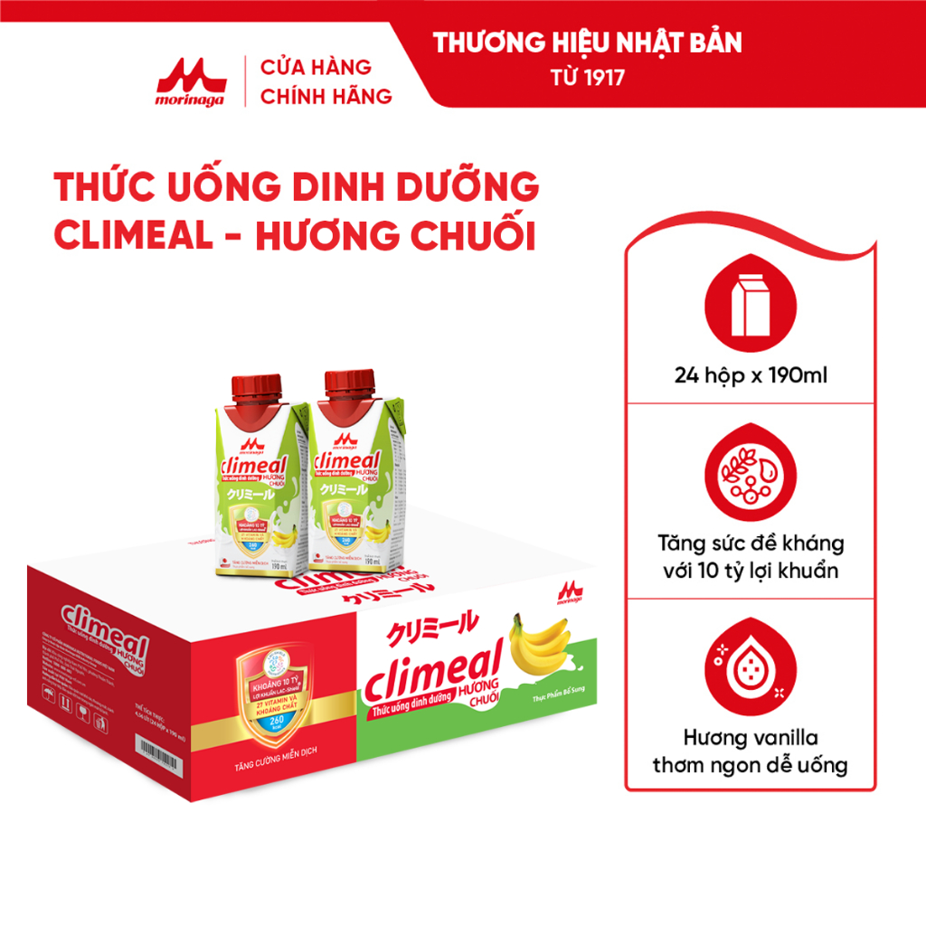Ảnh Climeal - Thức uống dinh dưỡng - Thùng 24 hộp 190ml - Hương chuối 2