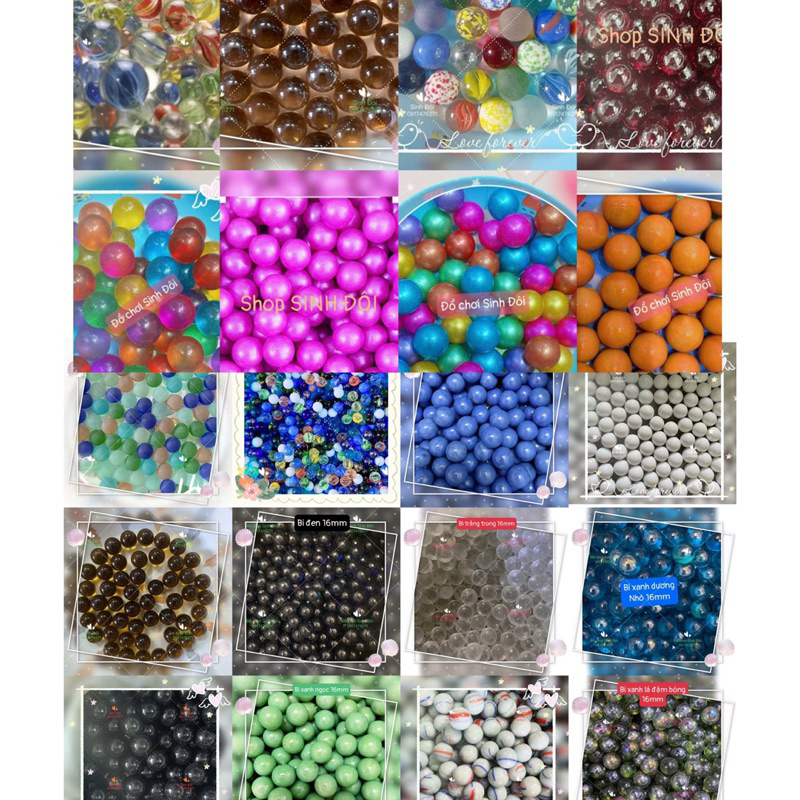 70 viên bi thuỷ tinh 16mm các mẫu - bi ve truyền thống | Shopee Việt Nam