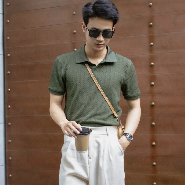 Áo thun polo ngắn tay vân dệt kim form basic sang trọng thanh lịch, phong cách quý ông Halley E22
