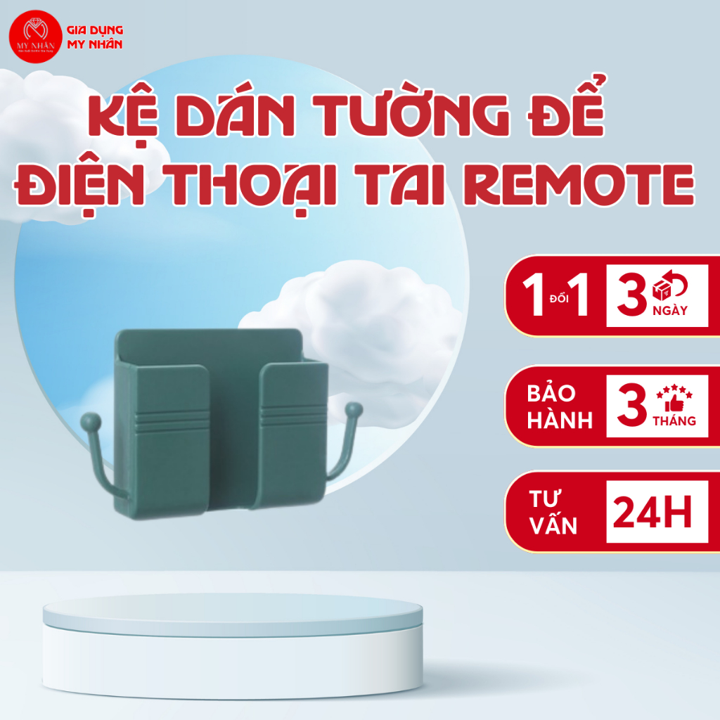 kệ dán tường để điện thoại có tai để remote , giá đỡ điện thoại có móc ...