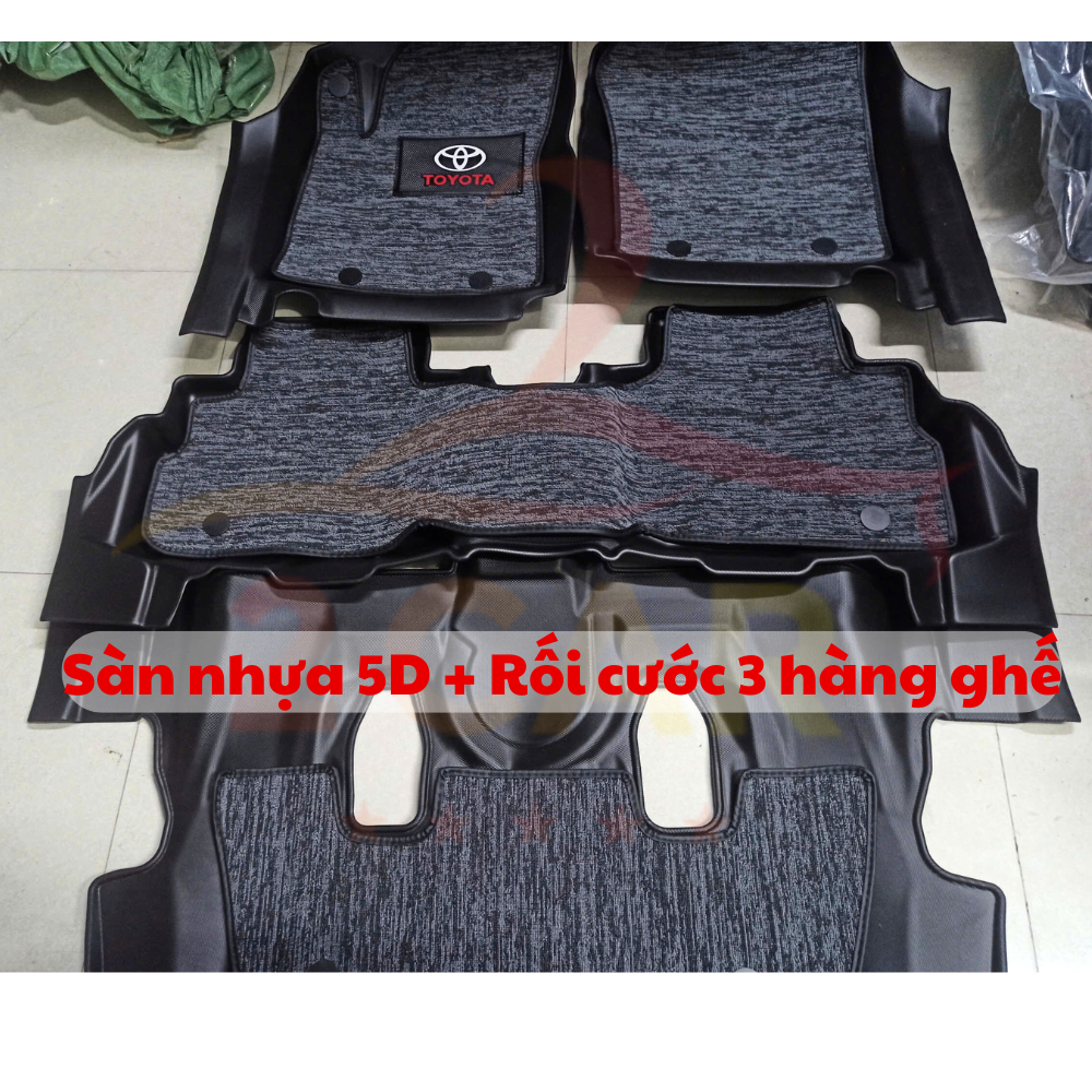 Thảm lót sàn NHỰA 5D xe Toyota Fortuner đời 2006- 2017-2023, 2024, 2025 - Hàng TPE TRÀN VIỀN đúc nguyên khối dành cho xe