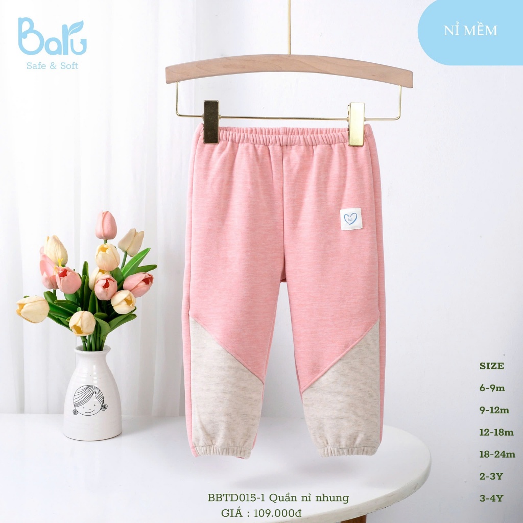 Quần nỉ nhung mềm mịn cho bé