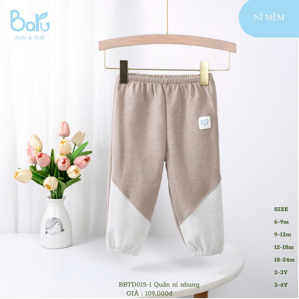 Quần nỉ nhung mềm mịn cho bé