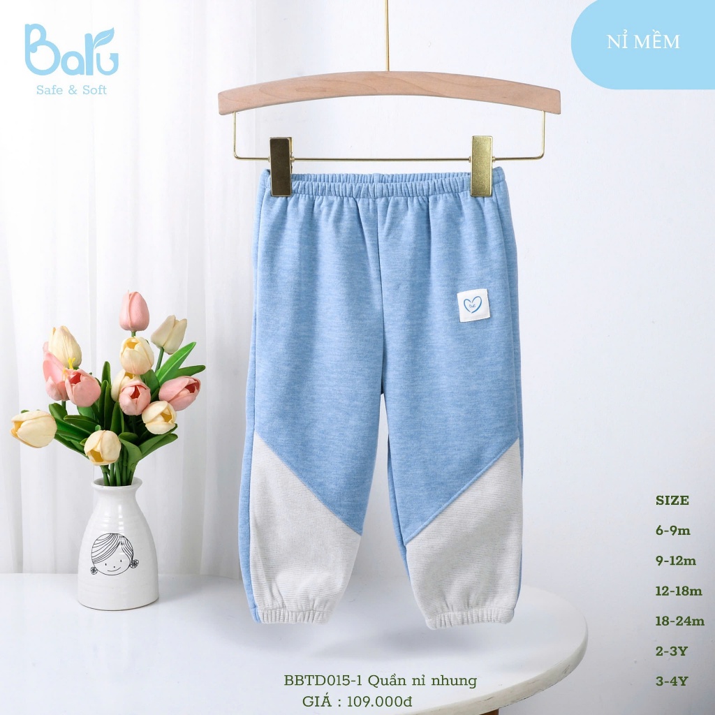 Quần nỉ nhung mềm mịn cho bé
