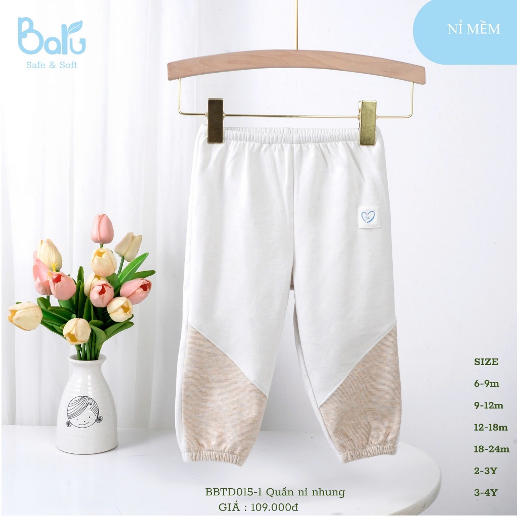 Quần nỉ nhung mềm mịn cho bé