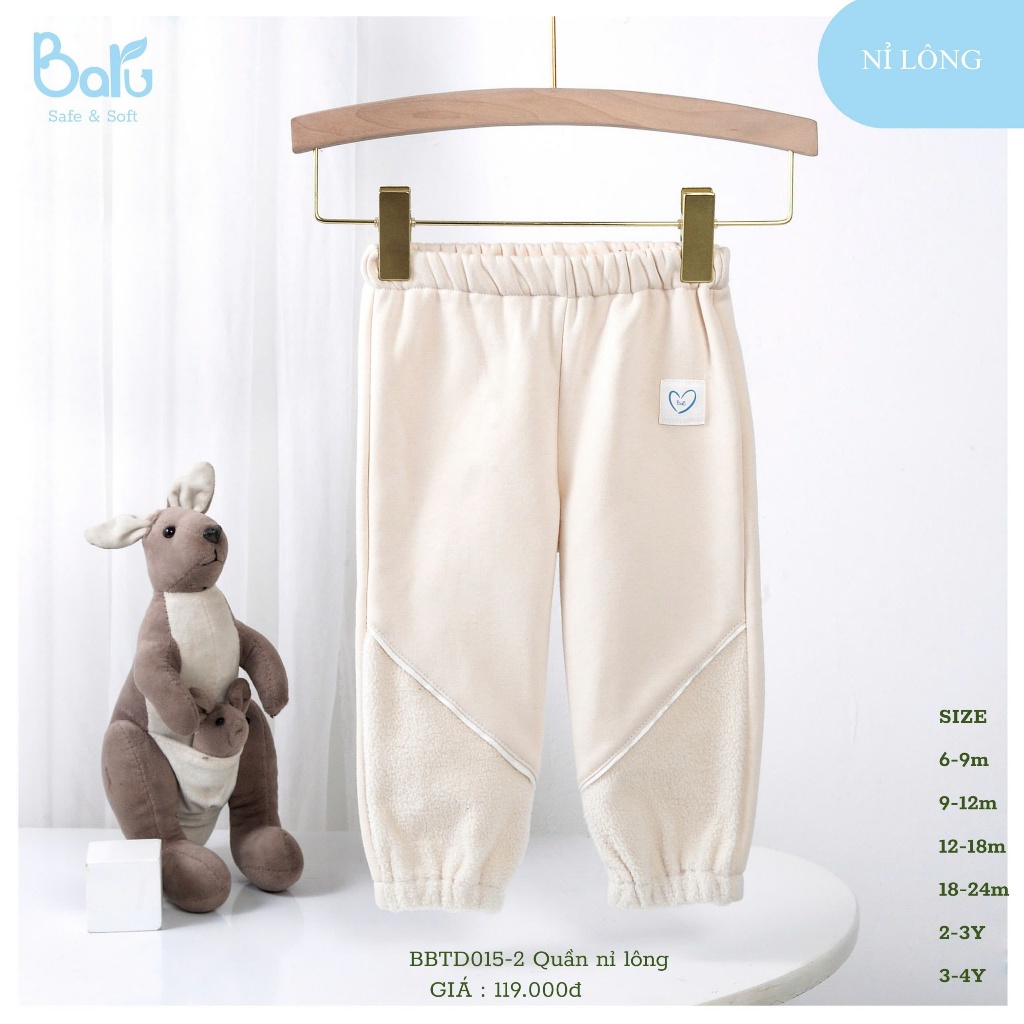 Quần nỉ lông mềm min cho bé