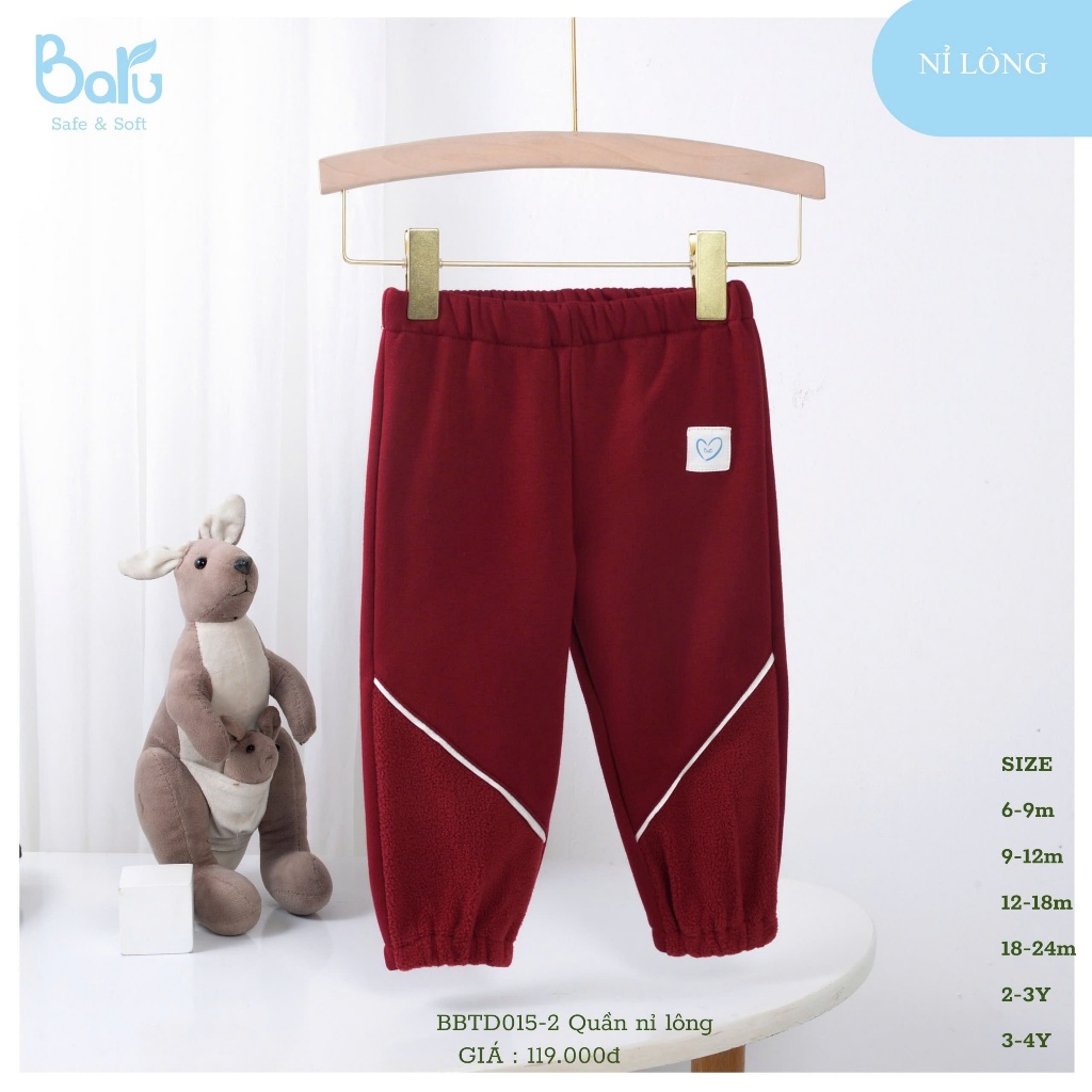 Quần nỉ lông mềm min cho bé