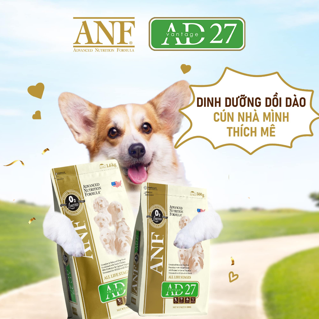 GIẢM GIÁ [1.6KG/500G] ANF AD27 - Thức ăn hạt cho chó dinh dưỡng toàn diện & tăng cường tiêu hóa