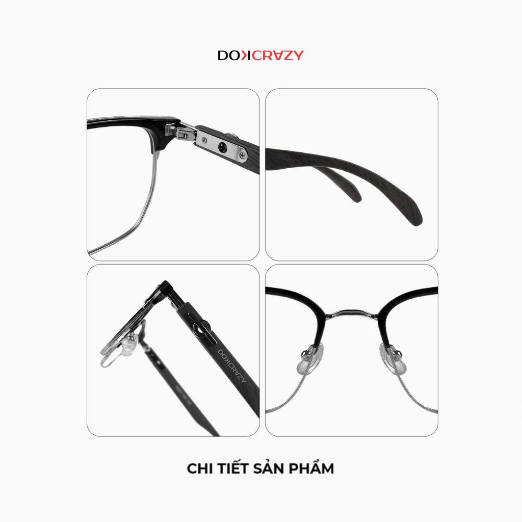 Ảnh Gọng kính kim loại DOKCRAZY BOLD Cao Cấp, Nam Nữ, Basic, Chống ánh sáng xanh tia UV400,Gọng Bọc Nhựa 3