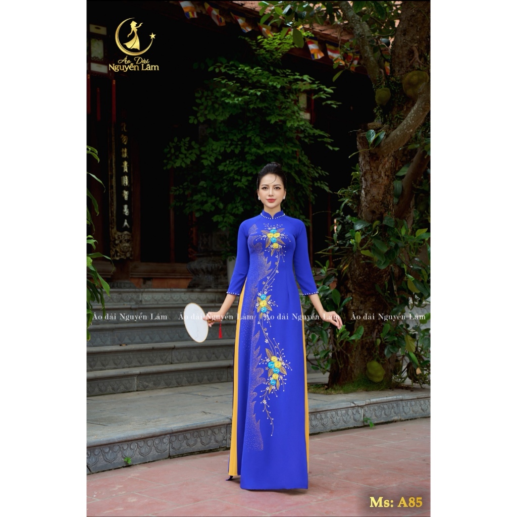 [GIẢM 40K] Áo Dài Lụa Mỹ Cẩm Sa Kết Hoa Thêu Nổi 3D, Đính Đá, Vẽ Nhũ Thủ Công Cao Cấp - Áo Dài Cho Mẹ Và Cho Mẹ Sui