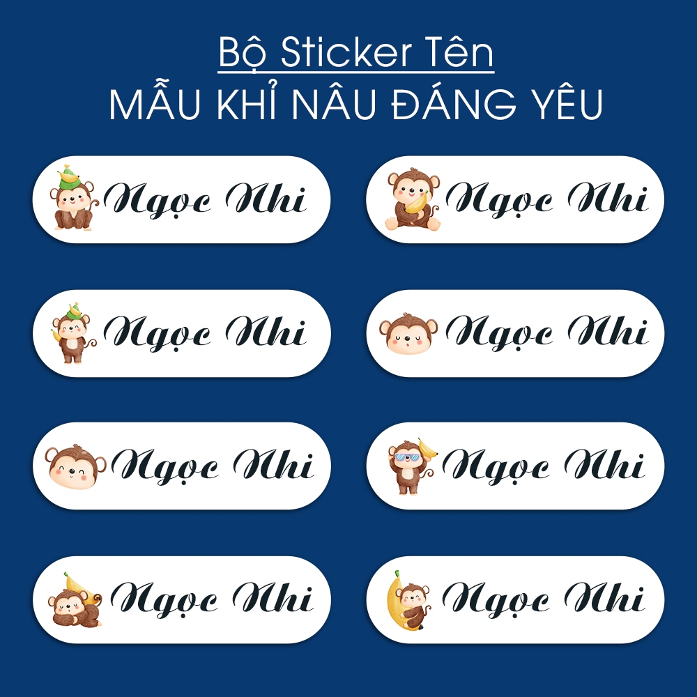 150 Sticker In Tên Theo Yêu Cầu Gì Cũng In - Mẫu KHỈ NÂU ĐÁNG YÊU ...