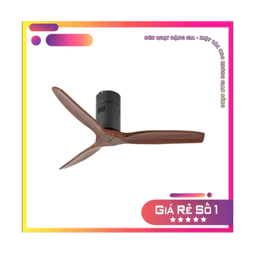 Quạt trần 3 cánh gỗ nguyên khối | Quạt trần thấp cổ ngắn 23cm dành cho chung cư - phòng khách - khách sạn - nhà hàng