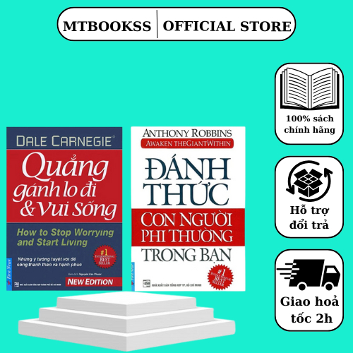 Sách - Combo Đánh Thức Con Người Phi Thường Trong Bạn + Quẳng Gánh Lo Đi & Vui Sống