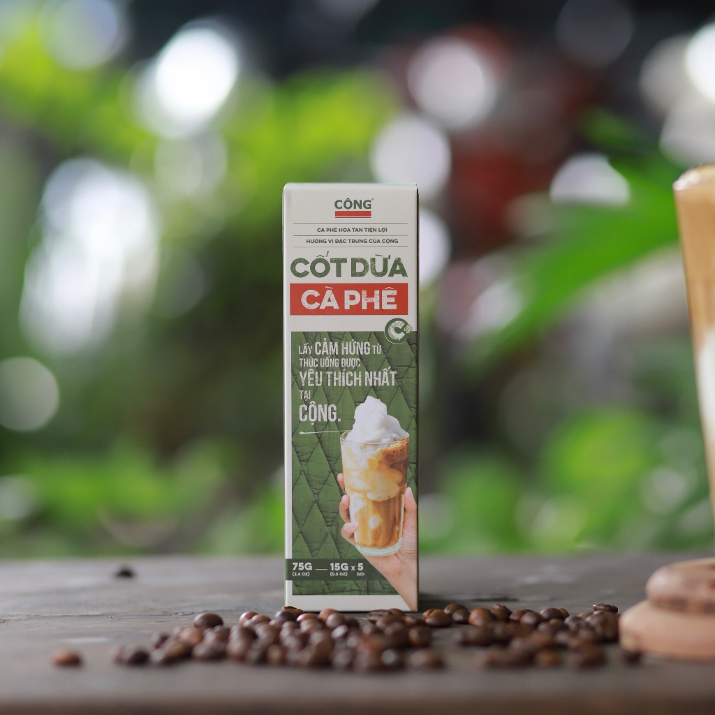 Cốt dừa cà phê hoà tan Cộng Cà Phê hộp 12 gói, 5 gói