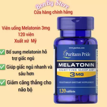 Viên uống hỗ trợ giấc ngủ Melatonin 3mg 120 viên Puritan's Pride