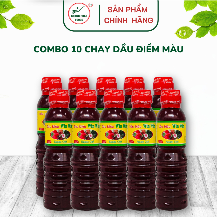 Combo 10 chai dầu màu điều Win Win chai 230ml từ hạt điều đỏ, màu đẹp từ hạt điều Tây Nguyên - KHANG PHÁT FOODS
