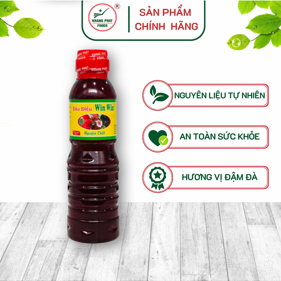 Combo 10 chai dầu màu điều Win Win chai 230ml từ hạt điều đỏ, màu đẹp từ hạt điều Tây Nguyên - KHANG PHÁT FOODS