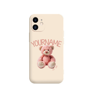 Ốp lưng iphone in tên và năm sinh theo yêu cầu Pink teddy bear 6/7/8/plus/x/xr/xs/11/12/13/14/15/16/pro max - yc196