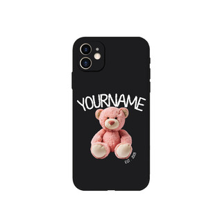 Ốp lưng iphone in tên và năm sinh theo yêu cầu Pink teddy bear 6/7/8/plus/x/xr/xs/11/12/13/14/15/16/pro max - yc196