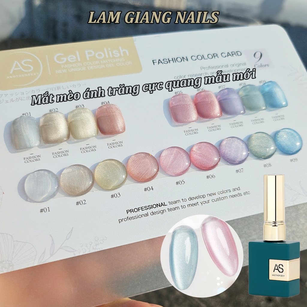 Set Sơn móng gel AS  [Tặng kèm bảng màu] mắt mèo ánh trăng Galaxy mẫu mới siêu đẹp