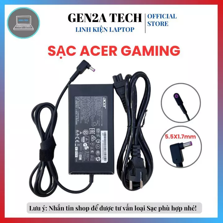 Sạc Laptop ACER Gaming 19V 7.1A 135W Chân sạc 5.5x1.7mm Dùng cho Acer NITRO Acer Nitro 5 Aspire 7 V15 V17 - BH 12 THÁNG