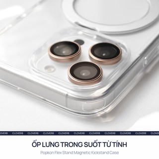 Ốp Lưng Có Giá Đỡ Cho iPhone 17 Pro Max Trong Suốt Vòng Từ Tính Popkon Flex Stand