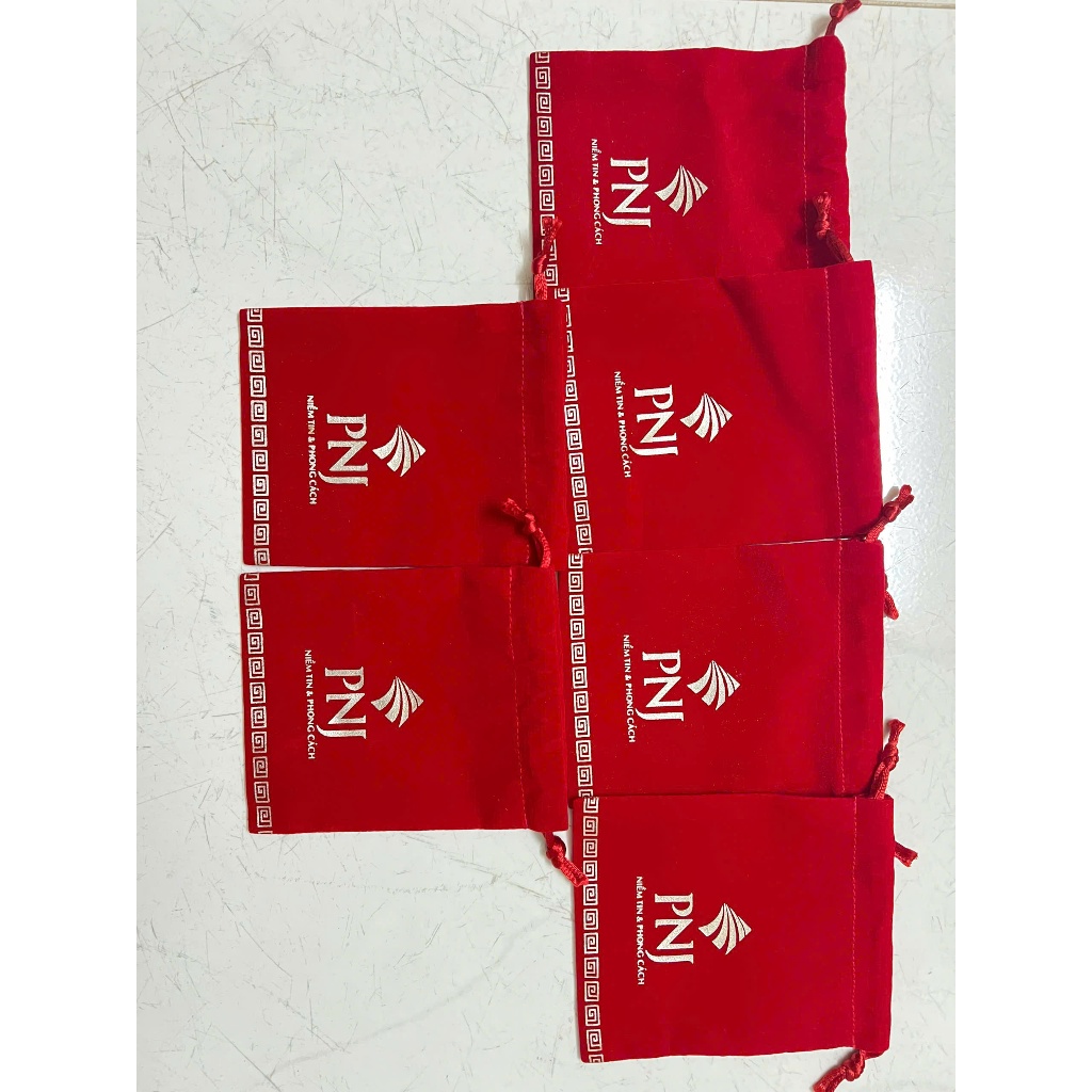 Túi nhung đỏ dây rút đựng vàng miếng/ vàng nhẫn PNJ | Shopee Việt Nam