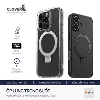 Ốp Lưng Có Giá Đỡ Cho iPhone 17 Pro Max Trong Suốt Vòng Từ Tính Popkon Flex Stand