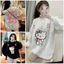 Áo Nỉ Sweater Nữ Hello Kitty Hình In 2 Mặt Dễ Thương. Áo Chất Liệu Nỉ Bông Dày Dặn Form Rộng Phong Cách Hàn Quốc