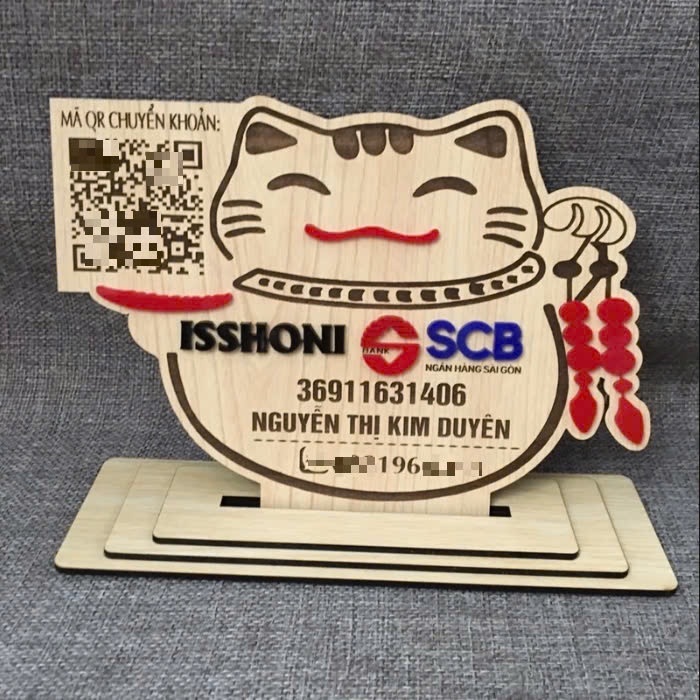 Bảng Gỗ Mèo Thần Tài Tên Shop Thông Tin Số Tài Khoản Ngân Hàng, Mã Qr ...