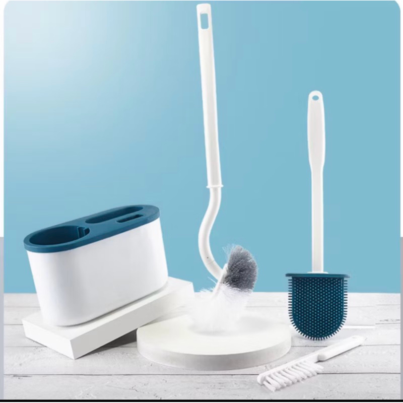 Bộ cọ vệ sinh 3in1 bàn chải vệ sinh toilet gắn tường chổi cọ nhà vệ sinh silicon