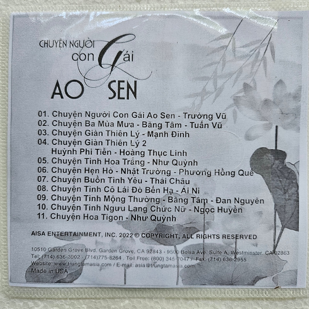 Đĩa CD ghi sẵn nhạc cho máy nghe nhạc Đầu đĩa nhạc CD Chuyện người con gái ao sen