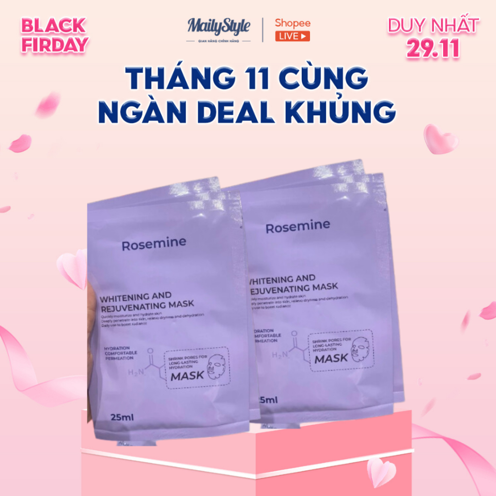 M13_ Mặt nạ Rosemine whitening and rejuvenating mask ( Set 10 miếng)