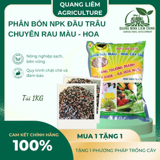 Phân Bón Đầu Trâu NPK 20-20-15 (túi 1kg) - Chuyên Cho Rau màu, Cây Cảnh Ra Hoa, Lâu Tàn, Kết trái