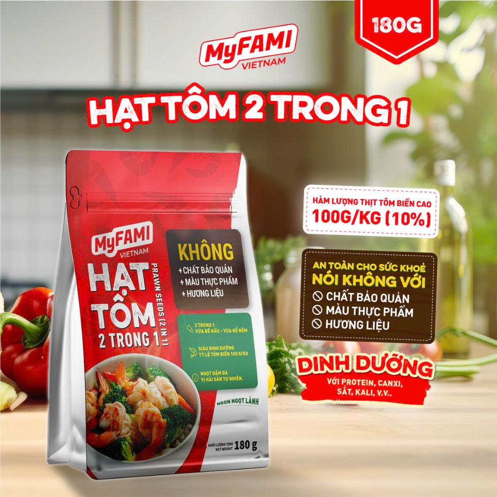 [180G] Hạt Tôm 2 trong 1 MyFAMI, gia vị nấu ăn và nêm không chất bảo quản- màu thực phẩm- hương liệu