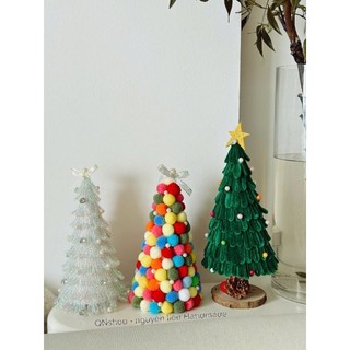 set nguyên liệu tự làm cây thông kẽm nhung, cây thông pom pom QNshop Handmade ^^