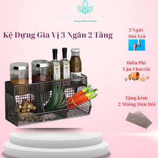 "Kệ Đựng Hành Tỏi và Gia Vị Dán Tường, Tiện Ích, Tặng Miếng Dán Miễn Phí"