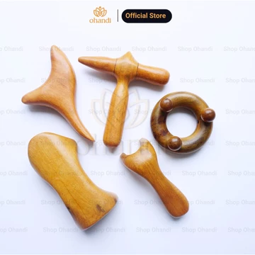 Bộ Dụng Cụ Bấm Huyệt Mát Xa Toàn Thân bằng gỗ không gây kích ứng da - Gói combo nhiều dụng cụ bấm huyệt gỗ | Ohandi Shop