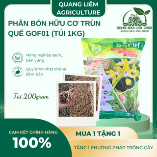 Phân Bón Hữu Cơ Trùn Quế GOF01 (Túi 1KG) - Phân Bón Cho Hoa Lan, Cây Cảnh, Dày Lá, Cứng Cây, Bền Hoa