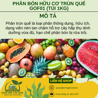 Phân Bón Hữu Cơ Trùn Quế GOF01 (Túi 1KG) - Phân Bón Cho Hoa Lan, Cây Cảnh, Dày Lá, Cứng Cây, Bền Hoa